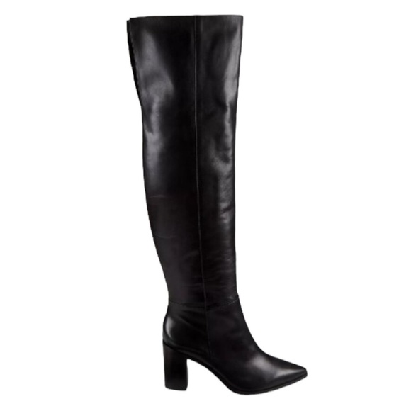 SCHUTZ Shoes - Schutz Mikki Leather Over The Knee Block Up Black Leather Boots Size 7